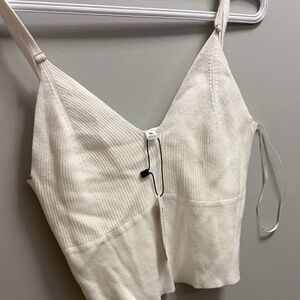 Garage White Ribbed Crop Top